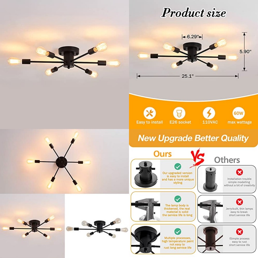 Lampu Plafon Semi Flush Mount  - Farming A ulasan dan harga